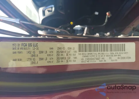 2017 Dodge Durango Sxt Rwd z USA, uszkodzony, nr VIN 1C4RDHAG4HC736827